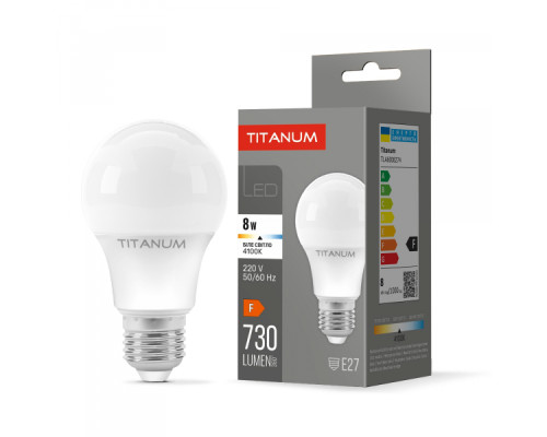 LED лампа TITANUM A60 8W E27 4100K