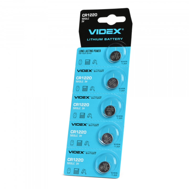 Батарейка літієва Videx CR1220 5шт BLISTER CARD ціна за 1 шт · VIDEX · 23429