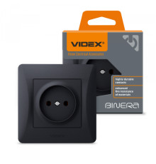 Розетка одинарна чорний графіт VIDEX BINERA