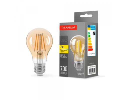 LED лампа TITANUM  Filament A60 7W E27 2200K бронза