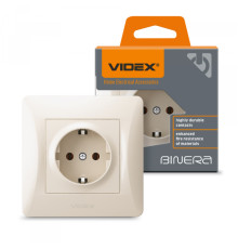 Розетка одинарна із заземленням кремова VIDEX BINERA