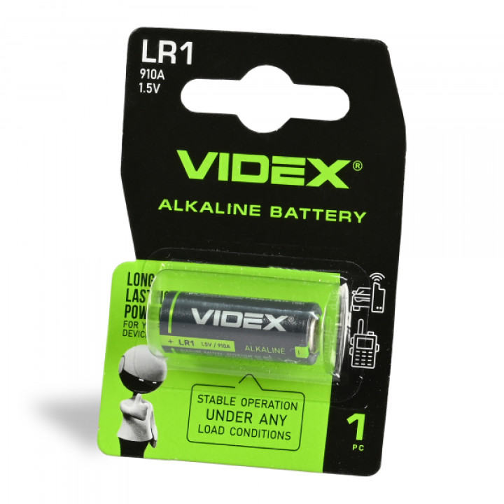 Батарейка лужна Videx LR1 1шт BLISTER · VIDEX · 24235