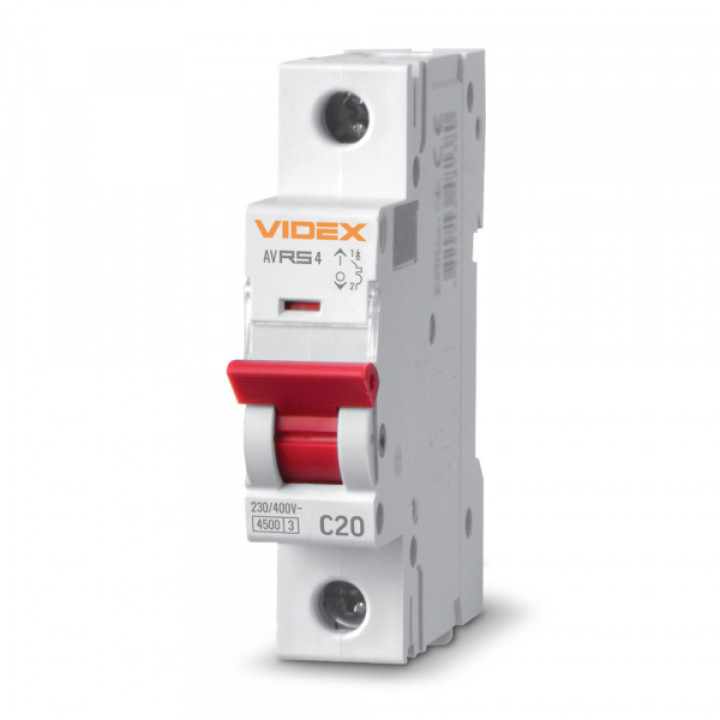 Автоматичний вимикач RS4 1п 20А С 4,5кА VIDEX RESIST · VIDEX · 26505