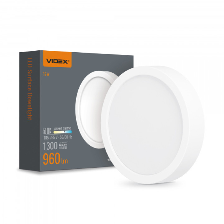 LED Світильник круглий накладний VIDEX 12W 5000K White · VIDEX · 24627