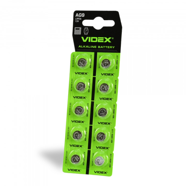 Батарейка годинникова Videx AG 9/LR936 BLISTER CARD кратно 10 шт · VIDEX · 23425