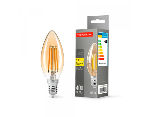LED лампа TITANUM  Filament C37 4W E14 2200K бронза