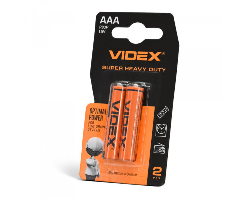 Батарейка сольова Videx R03P/AAA 2шт SMALL BLISTER
