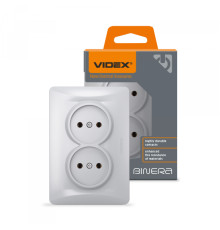 Розетка подвійна срібний шовк VIDEX BINERA