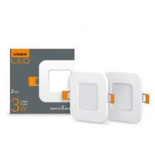 LED світильник вбудований квадрат VIDEX 3W 5000K