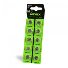 Батарейка годинникова Videx AG10/LR1130 BLISTER CARD кратно10 шт · VIDEX · 23270
