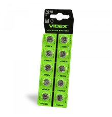 Батарейка годинникова Videx AG10/LR1130 BLISTER CARD 10 шт