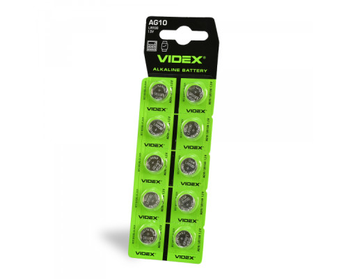 Батарейка годинникова Videx AG10/LR1130 BLISTER CARD 10 шт