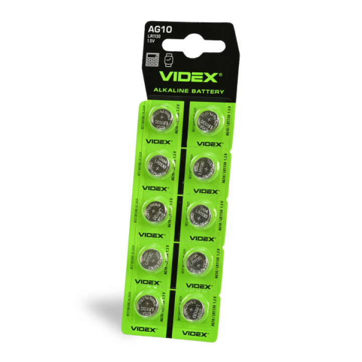 Батарейка годинникова Videx AG10/LR1130 BLISTER CARD кратно10 шт · VIDEX · 23270