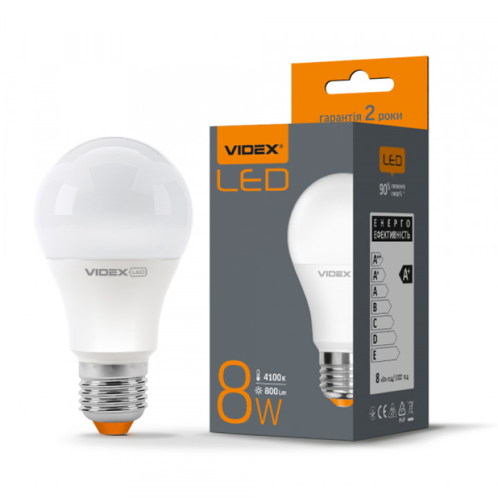 LED лампа VIDEX  A60e 8W E27 4100K · VIDEX · 23806