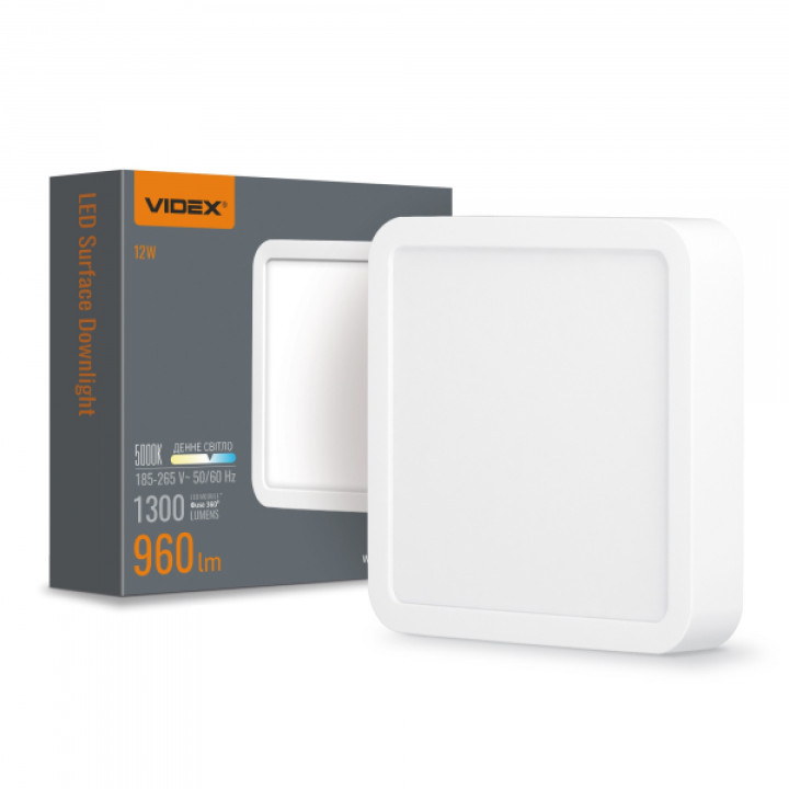 LED Світильник накладний квадрат VIDEX 12W 5000K White · VIDEX · 24151