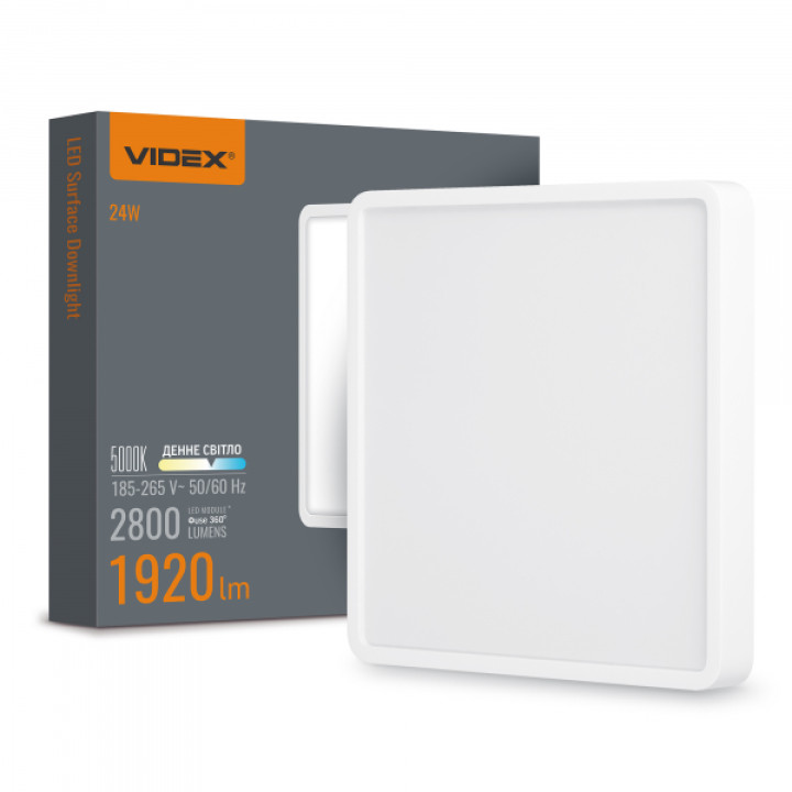 LED Світильник накладний квадрат VIDEX 24W 5000K White · VIDEX · 24883