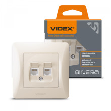 Розетка CAT6+CAT6 комп'ютерна подвійна кремова VIDEX BINERA · VIDEX · 26117