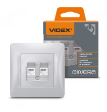 Розетка CAT6+CAT6 комп'ютерна подвійна срібний шовк VIDEX BINERA