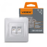 Розетка CAT6+CAT6 комп'ютерна подвійна срібний шовк VIDEX BINERA · VIDEX · 26118