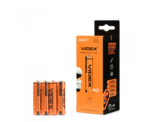Батарейка сольова Videx R03P/AAA 4шт SHRINK