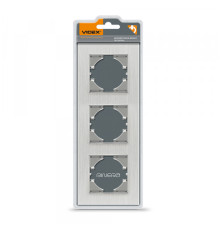 Рамка срібний алюміній на 3 місця вертикальна VIDEX BINERA