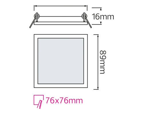 Світлодіодний світильник врізний Slim/Sq-3 3W 6400K