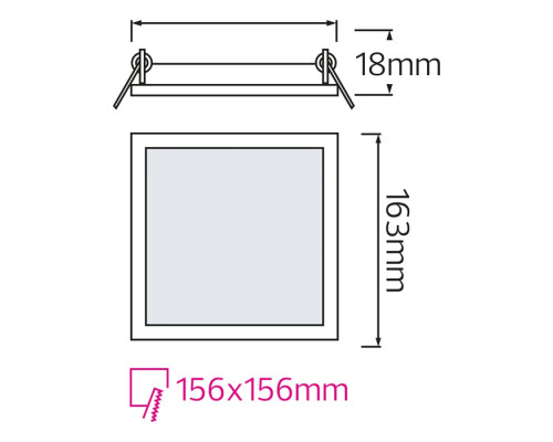 Світлодіодний світильник врізний Slim/Sq-12 12W 4200К