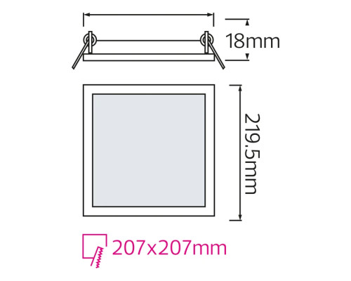 Світлодіодний світильник врізний Slim/Sq-18 18W 4200К