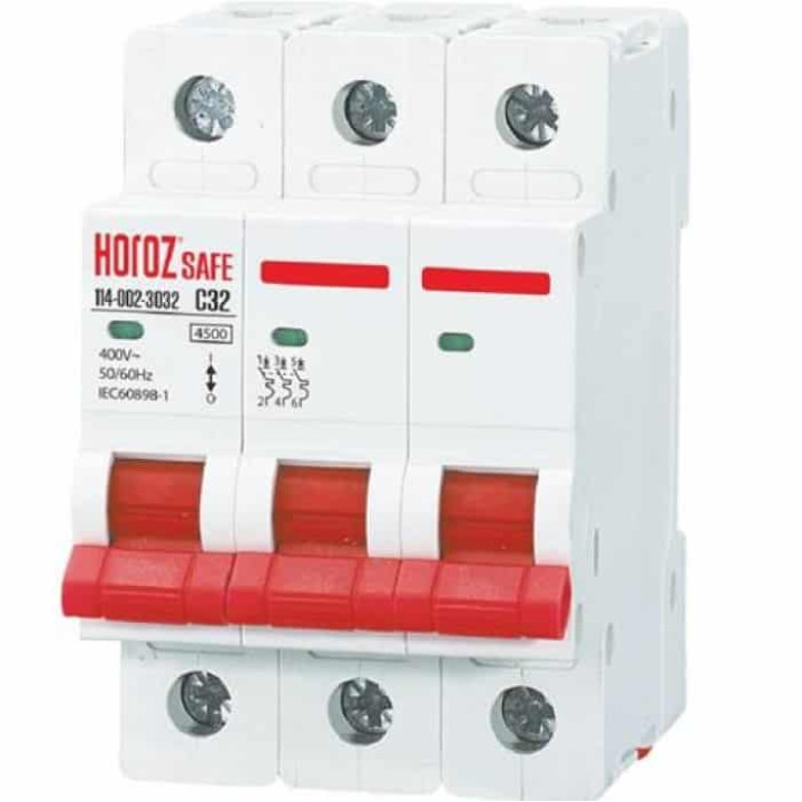 Автоматичний вимикач SAFE 32А 3P С · HOROZ ELECTRIC · avtomaticheskij-vikljuchatel-safe-32a-3p-s