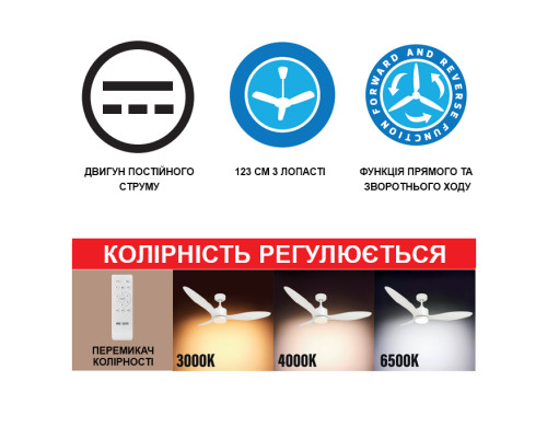 Світлодіодна люстра AIRFORCE-42 3CCT 30W