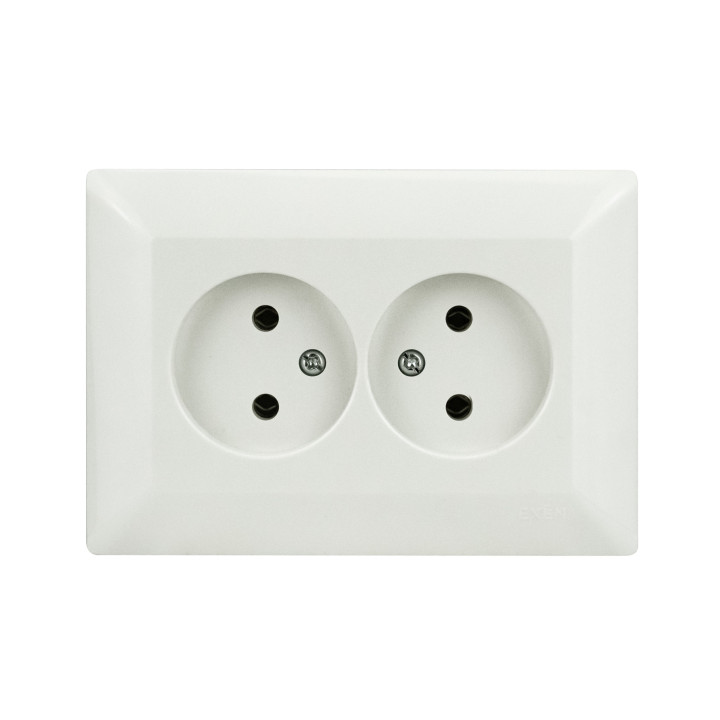 Розетка подвійна без заземлення біла ODAK · HOROZ ELECTRIC · rozetka-dvojnaja-bez-zazemlenija-white-odak