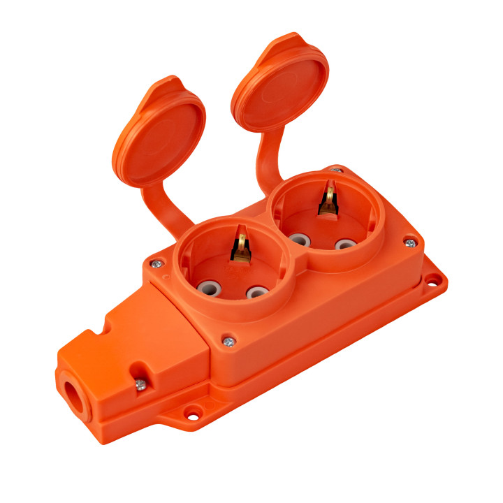 Колодка 2 гнізда з кришкою · HOROZ ELECTRIC · kolodka-2-gnezda-s-kryshkou