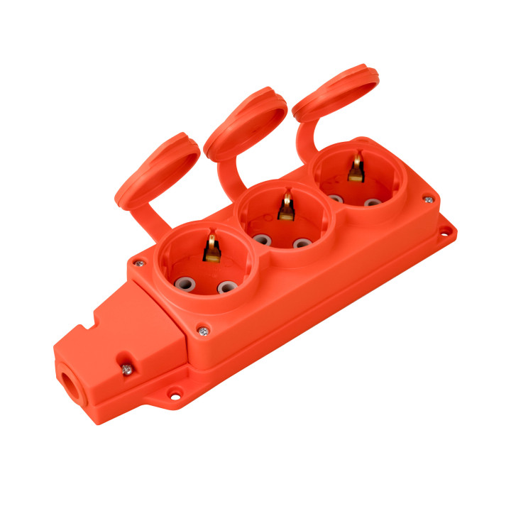 Колодка 3 гнізда з кришкою · HOROZ ELECTRIC · kolodka-3-gnezda-s-kryshkou