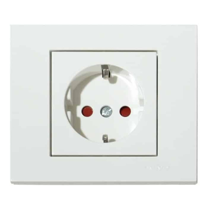 Розетка одинарна з заземленням та шторками біла GRANO · HOROZ ELECTRIC · rozetka-odinarnaja-s-zazemleniem-i-shtorkami-white-grano