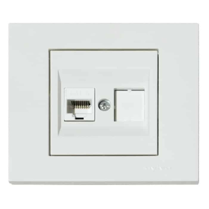 Розетка комп’ютерна (CAT6) біла GRANO · HOROZ ELECTRIC · rozetka-kompjuternaja-cat6-white-grano