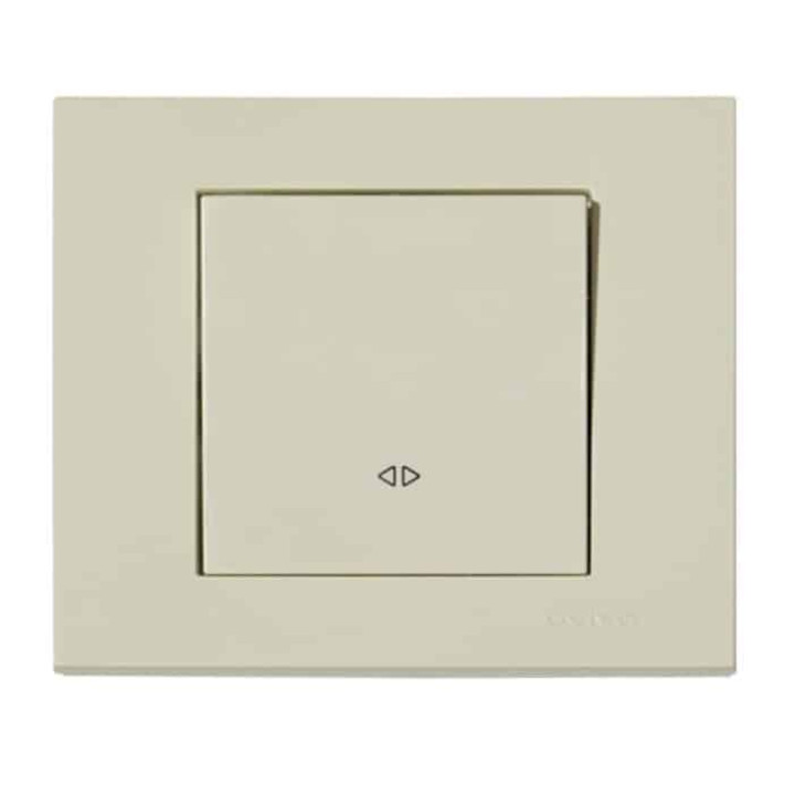 Вимикач реверсивний кремовий GRANO · HOROZ ELECTRIC · vikljuchatel-reversivnij-belij-grano