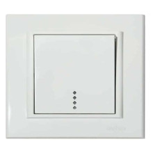 Вимикач 1-клавішний з підсвіткою білий MINA · HOROZ ELECTRIC · vikljuchatel-1-klavishnij-prokhidnuy-white-mina