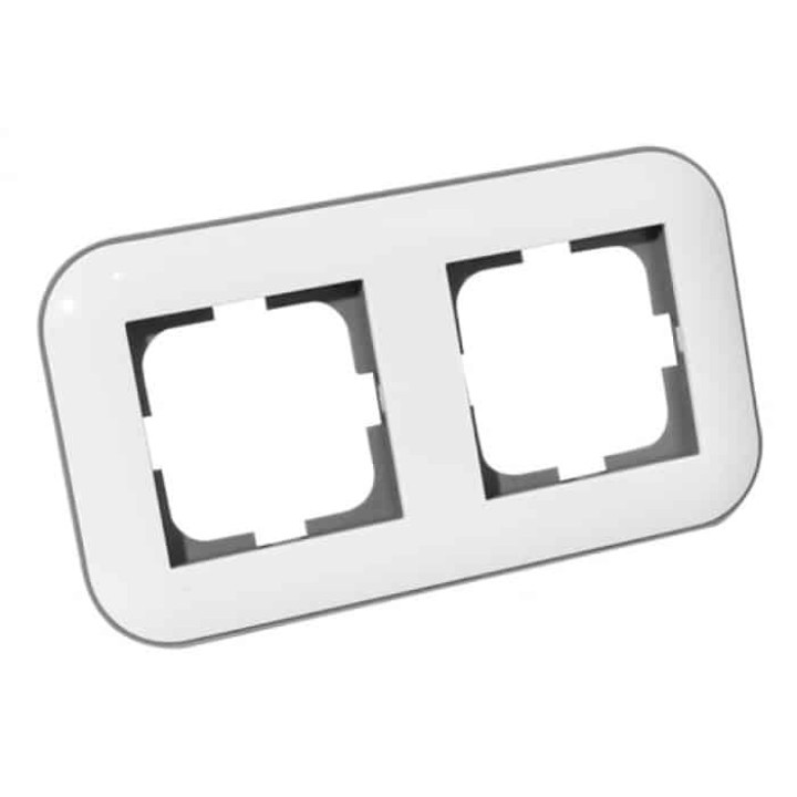 Рамка 2-на LOFT білий+сірий · HOROZ ELECTRIC · ramka-2-aja-loft-belij-serij