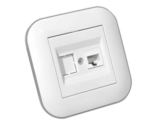 Розетка комп’ютерна (CAT6) LOFT білий+сірий