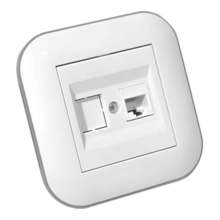 Розетка комп’ютерна (CAT6) LOFT білий+сірий · HOROZ ELECTRIC · rozetka-kompjuternaja-cat6-loft-belij-serij