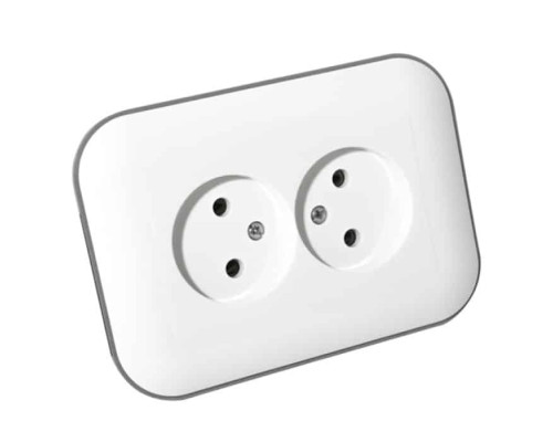 Розетка подвійна без заземлення LOFT білий+сірий
