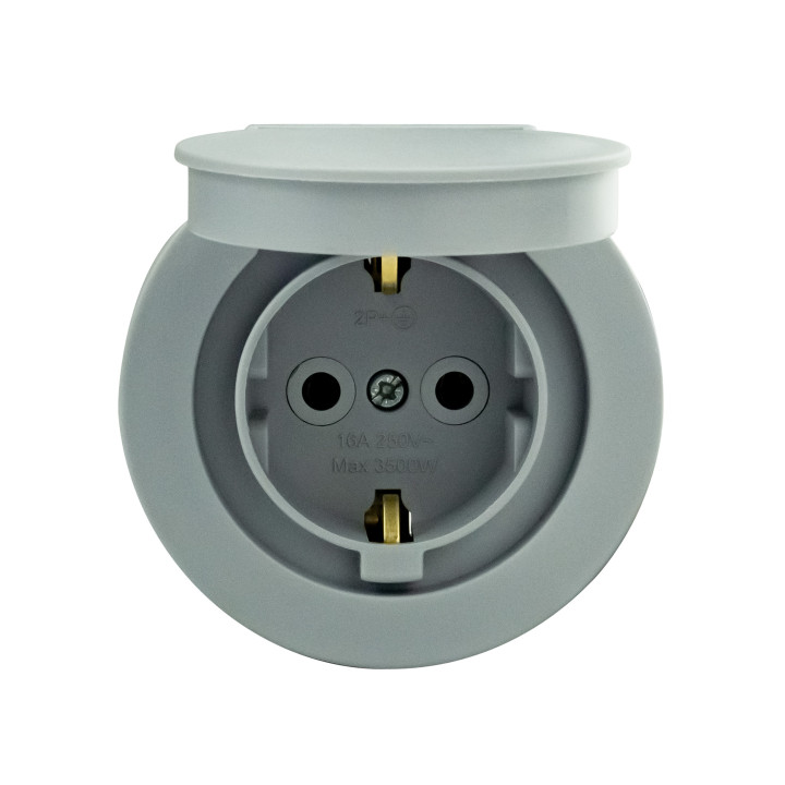 Розетка з заземленням з кришкою сіра xOne · HOROZ ELECTRIC · rozetka-z-zazemleniem-z-kryshkoyiu-xone