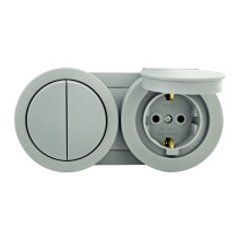 Вимикач 2-клавішний + Розетка з заземленням з кришкою сірий xOne · HOROZ ELECTRIC · vikljuchatel-2-kl-rozetka-z-zazemlenniam-z-kryshkoyu-siryi-xone