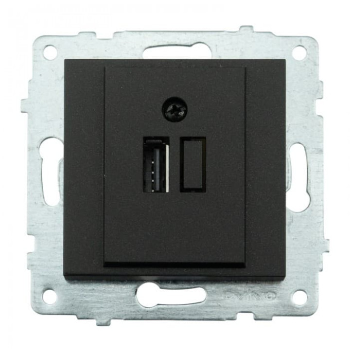 Механізм розетки USB з адаптером GRANO чорний · HOROZ ELECTRIC · mehanizm-rozetki-usb-s-adapterom-grano-chernij