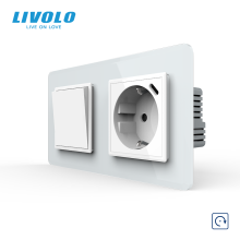 Вимикач без фіксації LIVOLO з розеткою та USB Type-C 18Вт, білий 2.5D, скло, із заземленням і захисними шторками · LIVOLO · VL-C7FCMH2/FCTF16A.UC18W-4WS05