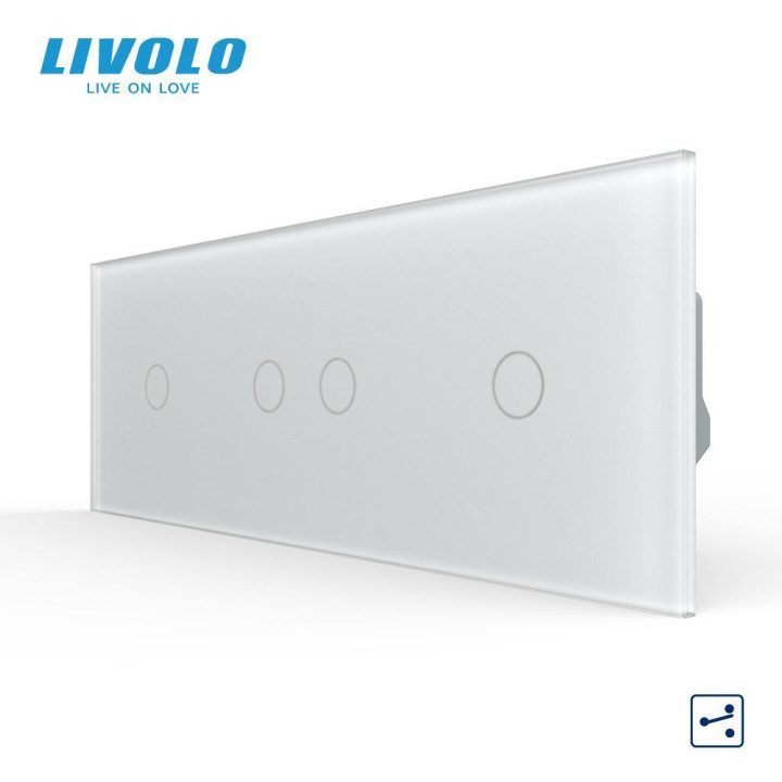 Сенсорний (дотиковий) прохідний/перехресний вимикач LIVOLO 4 сенсори (1-2-1) білий матовый скло · LIVOLO · VL-C7FC1S/FC2S/FC1S-6WS06