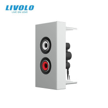 Аудіо розетка RCA (тюльпан) LIVOLO, сіра, модуль 0.5 поста, для колонок / підсилювача (VL-FCAU-1IP) · LIVOLO · VL-FCAU-1IP