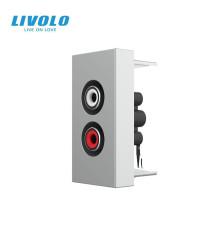 Аудіо розетка RCA (тюльпан) LIVOLO, сіра, модуль 0.5 поста, для колонок / підсилювача (VL-FCAU-1IP)