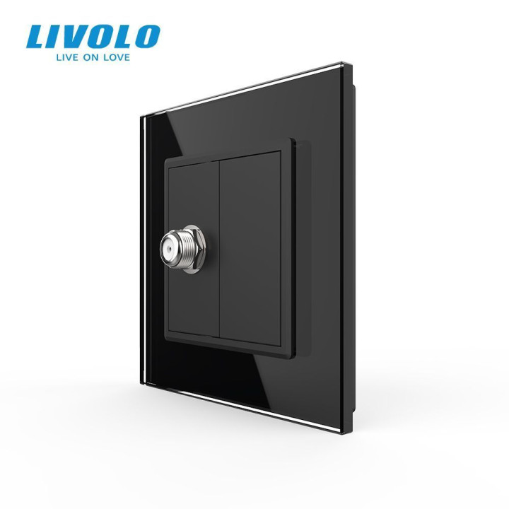 Розетка супутникова SAT Livolo чорний скло (VL-C7FCSL-1BP) · LIVOLO · VL-C7FCSL/FCMB-2BP
