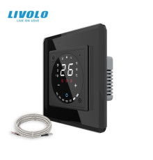 Wi-Fi терморегулятор сенсорний для електричної теплої підлоги LIVOLO, чорний 2.5D скляний